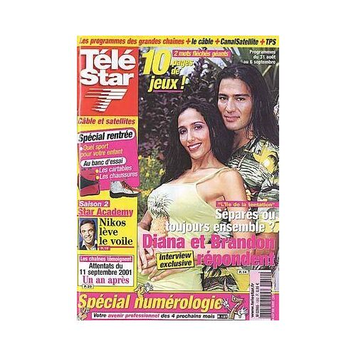 Tele Star N° 1352 Du 26/08/2002 - Diana Et Brandon  -   L'ile De La Tentation - Star Academy  -   Nikos - Attentats Du 11 Septembre.
