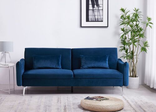 BETTY - Canapé design convertible 3 places en velours bleu
