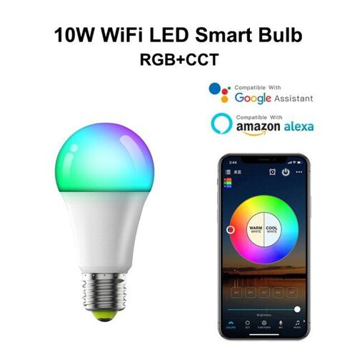 Lampe Led Connectée Tuya E27, Contrôle Wifi, Lumière Rgb, Variable, 10w, Rgbcw, Ampoule Changeante, Magique, Décoration