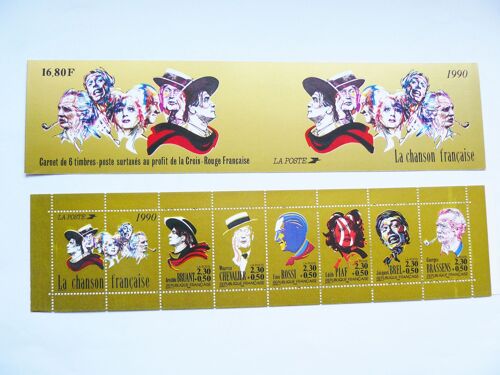 Bande Carnet Personnages Célèbres , Grands Noms De La Chansson Française De 1990 N° Bc2655 Neuf ++ Non Plié