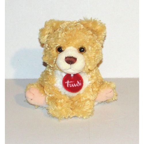 Doudou Ours Beige Blanc Trudi Peluche Ourson Assis 15 Cm