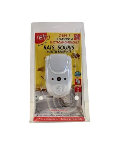 RETRO 2 EN 1 ULTRASONS & ELECTROMAGNETIQUES 3361670900579 RATS SOURIS INSECTES RAMPANTS ANTI NUISIBLE PROTECTION PRISE COMASOUND KARTEL CSK ONLINE