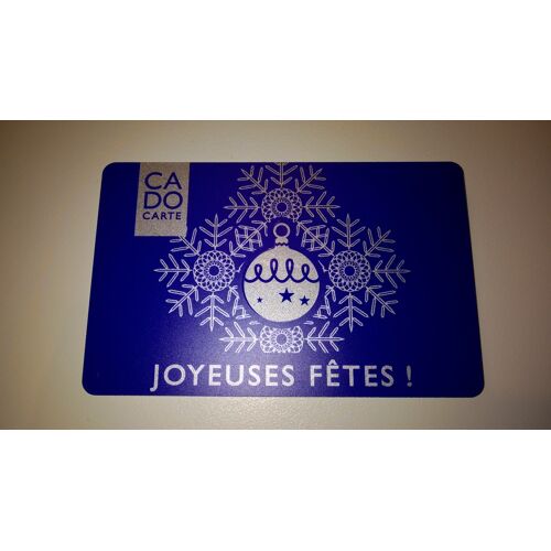 Carte Cadeau - Gift Card - Cado Carte : Fond Bleu Flocon Boule "Joyeuses Fêtes!"
