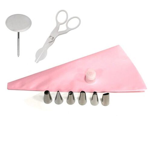 Sac À Pâtisserie En Silicone Pour Glaçage Et Crème, 10 Pièces, 6 Pointes De Douilles De Gâteau, Outils De Décoration, Aiguilles De Levage D'ongles, Ciseaux À Fleurs