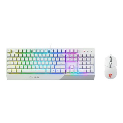 MSI Vigor GK30 combo - Ensemble clavier et souris - rétro-éclairé - USB - Français - blanc