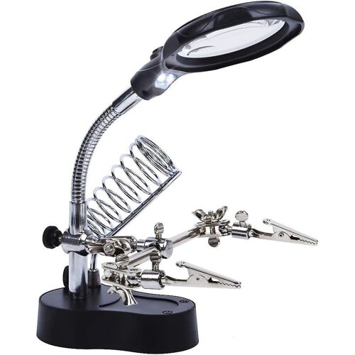 Loupe De Soudage Avec Lumière Led (3,5x 12x), Loupe Auxiliaire Avec Fixation Et Dispositif De Fixation De Soudage À Pince Crocodile, Assemblage, Réparation, Modelage, Artisanat