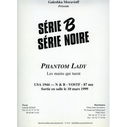 Phantom Lady (Les Mains Qui Tuent), Synopsis, De Robert Siodmak, Avec Alan Curtis, Franchot Tone