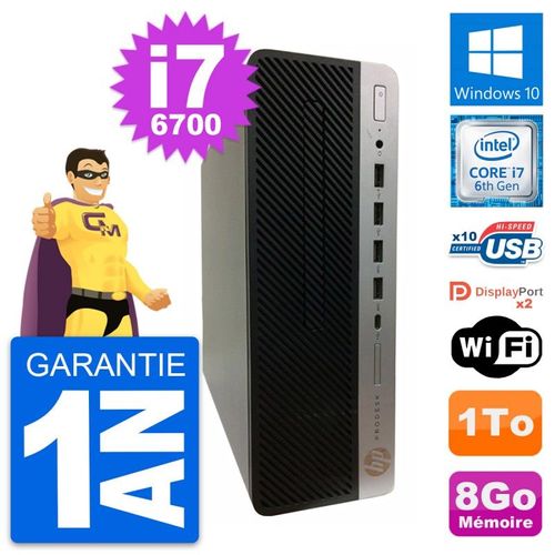 PC HP ProDesk 600 G3 SFF Intel i7-6700 RAM 8Go Disque Dur 1To Windows 10 Wifi