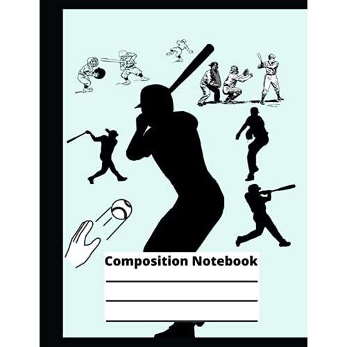 Baseball Composition Notebook: Baseball Silhouettes Cover Composition Notebook, 200 Pages, 8.5 X 11, College Ruled Paper