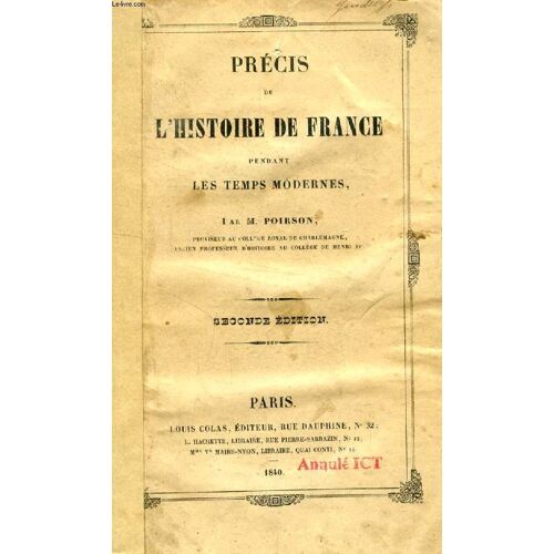 Precis De L'histoire De France Pendant Les Temps Modernes