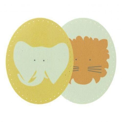 Coudières / Genouillères Thermocollantes - Couple D?Animaux Qui S'aiment Éléphant/Lion