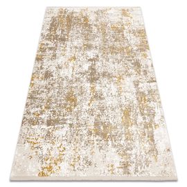 80x150 Cm Tapis Moderne Duke 51546 Beige / Or - Vintage, Structuré, Très Doux, Franges