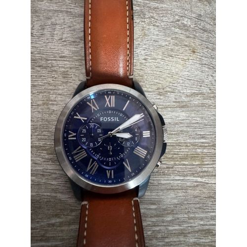 Fossil Montre Flynn Chronographe En Cuir Brun Bq2125ie