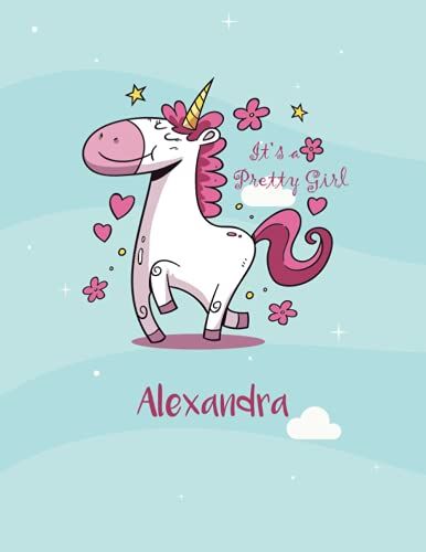 Alexandra: Unicorn Notebook Personal Name Wide Lined Rule Paper | Notebook The Notebook For Writing Journal Or Diary Women & Girls Gift For Birthday, For Student | 162 Pages Size 8.5x11inch