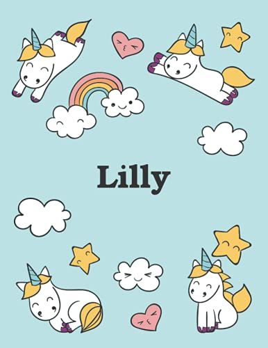 Lilly: Unicorn Notebook Personal Name Wide Lined Rule Paper | Notebook The Notebook For Writing Journal Or Diary Women & Girls Gift For Birthday, For Student | 162 Pages Size 8.5x11inch