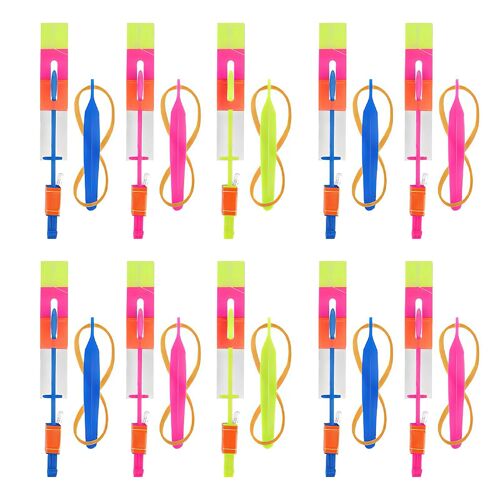 Jouet De Fronde Pour Enfants, Flash De Fusée, Lumière Led, Nuit Lumineuse, Hélicoptère Rotatif Élastique, 10 Pièces