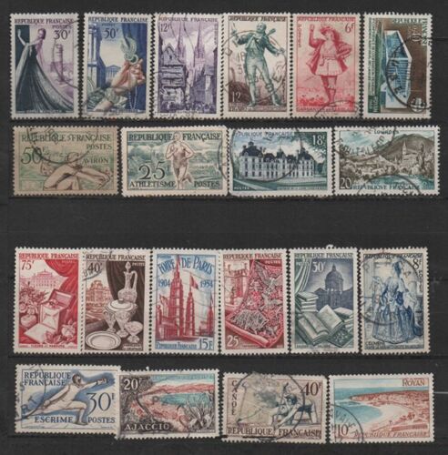 France: Lot De 20 Timbres Oblitérés Des Années 1953/1954