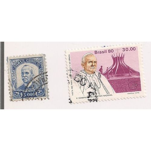 Brésil- Lot De 2 Timbres Oblitérés- Divers