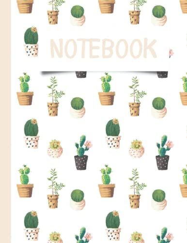 College Ruled Composition Notebook: 100 Pages, Size 8.5" X 11", Pink Pot And Plant In Soft Cover ( A Subject Notebook, Notebook For Girl)