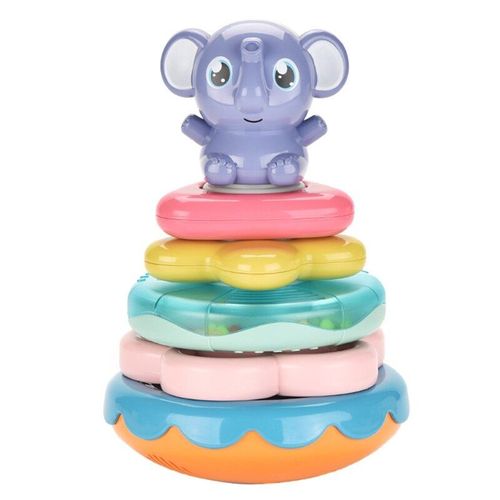 Jouet Éducatif Mignon Éléphant De Dessin Animé Pour Bébé, Avec Tasse À Empiler, Gobelet D'Eau De Bain Clignotant Avec Musique, Jouet De Plage Pour Enfants