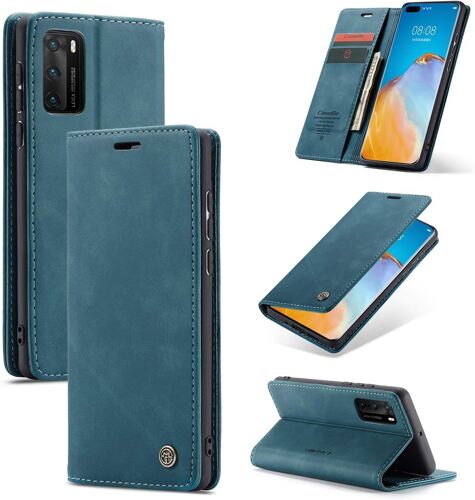Coque Pour Huawei P40,Portefeuille Housse En Cuir Flip Case,Avec Porte Cartes,Fonction De Support,Fermeture Magnetique - Bleu