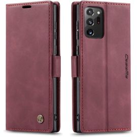 Coque Compatible Avec Samsung Galaxy Note 20 Ultra,Anti-Choc Housse En Cuir Premium Flip Case Portefeuille Etui,Vin Rouge