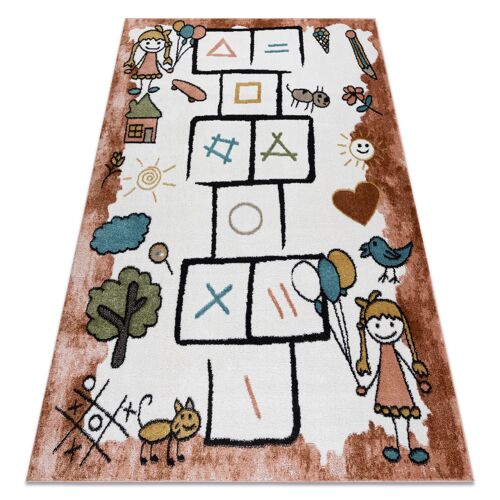 140x190 Cm Tapis Fun Hop Pour Enfants, La Marelle, Animaux Rose