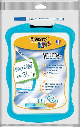 Bic Lot De 12 Ardoises Ergo Effaçable 20 X 31 Cm Double Face Unie / Séyes + Feutre + Brosse