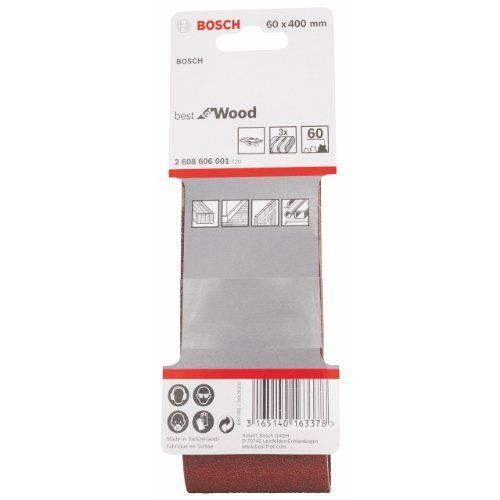 Bandes abrasives, set de 3 pièces 60 x 400 mm, 60