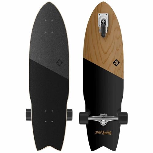Skate Surfboard Street Surfing Shark Attack 36" Koa Black
