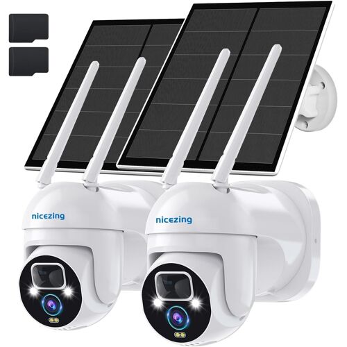 4Mp Caméra Surveillance Wifi Extérieure Sans Fil Solaire 2 Pièces, Ptz ...