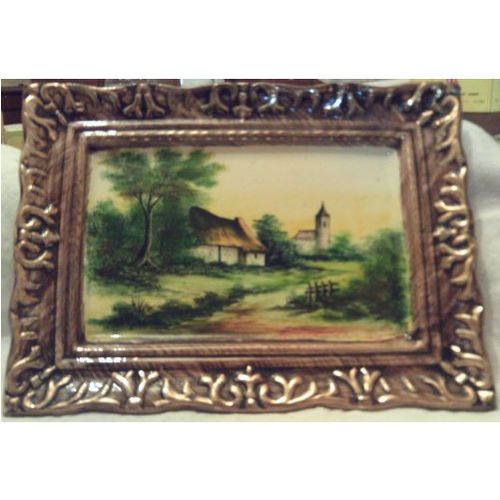 Tableau En Porcelaine - Emaillée - Non Signé - 20 x 27 cm