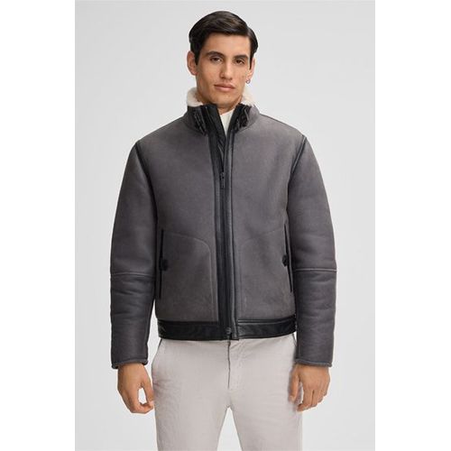 Blouson En Cuir Shelter, Gris Foncé
