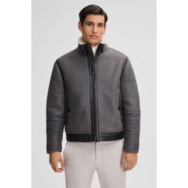 Blouson En Cuir Shelter, Gris Foncé
