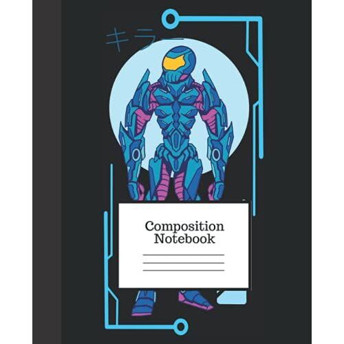 Elementary Composition Notebook: Robot Composition Notebook: Robot Themed 100 Pages Composition Notebook Wide Ruled. Ideal For Kids, Boys, Girls, ... Supplies, Teachers For Homework, Assignments