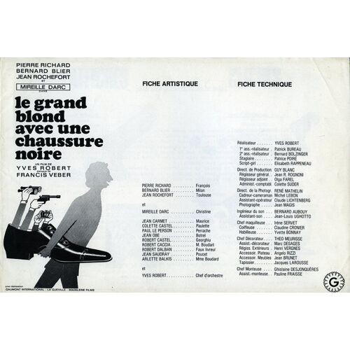 Le Grand Blond Avec Une Chaussure Noire, Synopsis Dép, Yves Robert, Pierre Richard, Jean Rochefort
