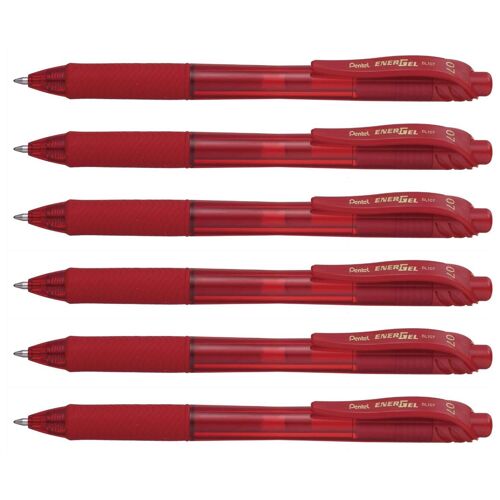 Pentel Lot De 6 Stylos Roller Encre Gel Energel-X Bl107 Pointe 0,7mm Rouge