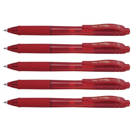 Pentel Lot De 5 Stylos Roller Encre Gel Energel-X Bl107 Pointe 0,7mm Rouge