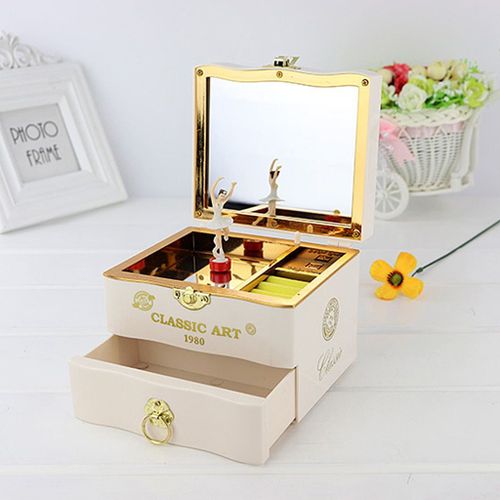 Boîte À Musique En Plastique Pour Piano, Danseuse Faite À La Main, Ballerine, Manivelle, Cadeau, Blanc