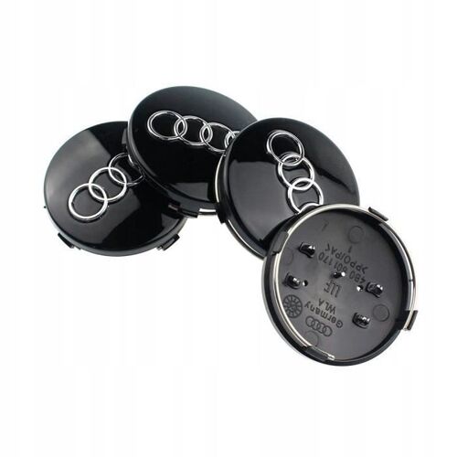 Juxinchang - 4pcs 60mm Audi Noir Logo Caches Moyeu Centre Roue Enjoliveur Ref.4b0601170