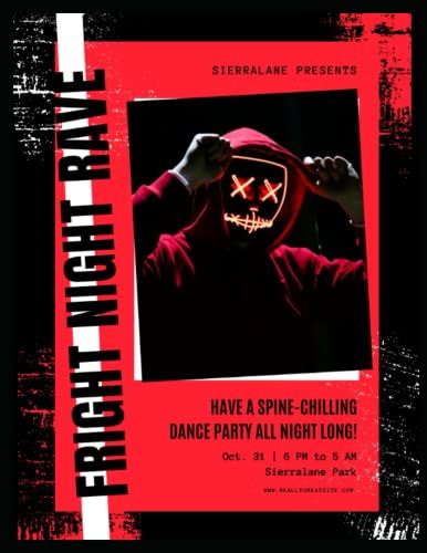 Notebook Fright Night Rave : Lined Journal & Diary Fright Night Notebook | Crescent Fright Night (Fright Night Notebooks) Choose Your Template Trim Size: Size 8.5 X 11 Inch 180 Blank Pages