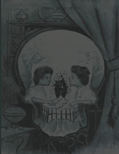 Journal Sketchbook Combo: Vinatage Skull Illustration, Skull Illusion Print,