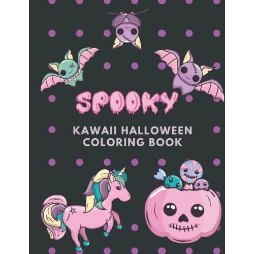 Kawaii Halloween Coloring Book: Over 30 New Spooky Cute Designs For Kids To Enjoy : Cats, Birds, Fish, Pumpkins, Plants And More, The Best For Relaxation And Stress Relief