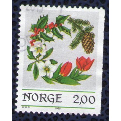 Norvege 1985 Oblitération Ronde Used Stamp Fleurs Décorations De Noël