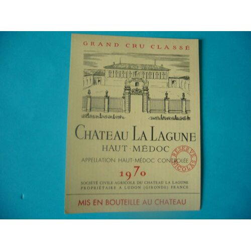 Etiquette De Vin Chateau La Lagune 1970 (Neuve)
