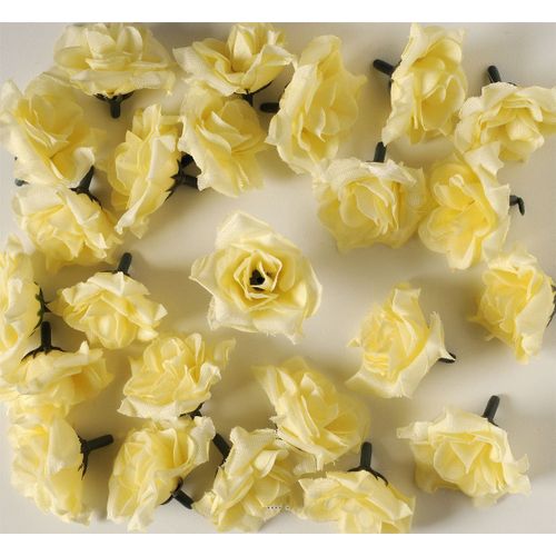 Têtes De Rose Artificielle X 24 Champagne D 5 Cm Pour Boule De Rose