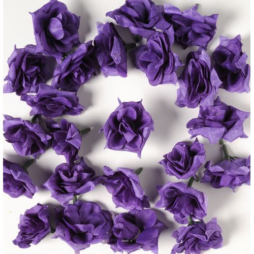 Têtes De Rose Artificielle X 24 Bleu Royal D 5 Cm Pour Boule De Rose