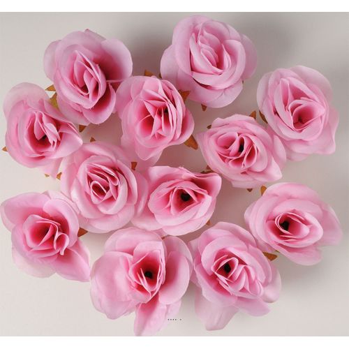Têtes De Rose Artificielle X12 Rose Tendre D4 50 Cm Pour Boule De Rose