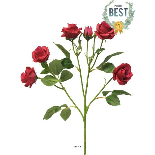 Branche De Rosier Artificielle, 4 Ramures, 68 Cm Rouge - Best