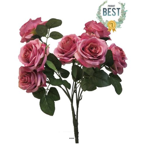 Bouquet De Rose Paris Factice, 10 Têtes, H42cm Rose Soutenu - Best